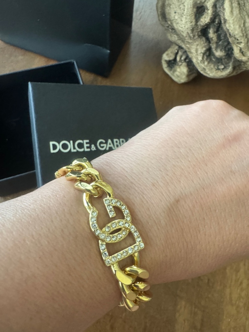 Gold-Tone Crystal Link Chain Bracelet
